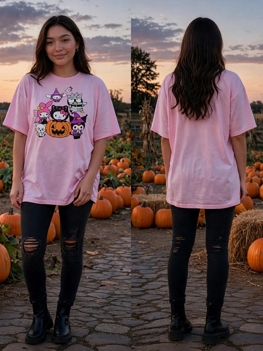 NWT Hello Kitty And Friends Halloween Oversized Graphic Tee Size Medium